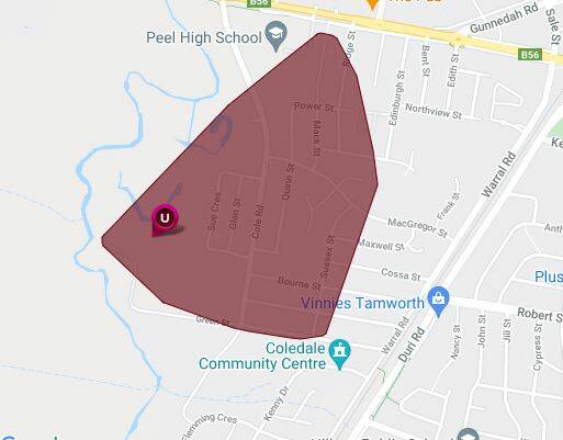 BLACK OUT: Essential Energy's website shows there are still 388 homes without power in West Tamworth following the car crash at 2am.