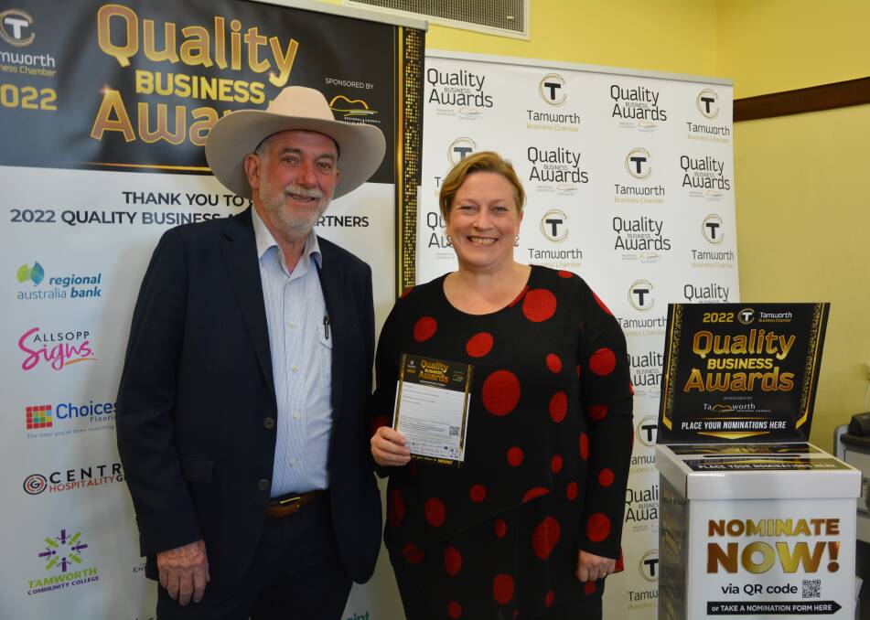 LAUNCHED: Mayor Russell Webb and Tamworth Business Chamber president Stephanie Cameron launching the awards on Friday. Photo: Caitlin Reid 