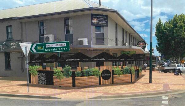 OUTDOOR DINING: The perspective plan showing a wooden barrier around the outdoor dining section at Gunnedah's Courthouse Hotel. Photo: Supplied