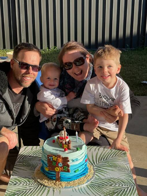 FAMILY: Michael and Melissa Shoebridge with sons Archie and Isaac celebrating Archie's first birthday a few weeks ago. Photo: Supplied 