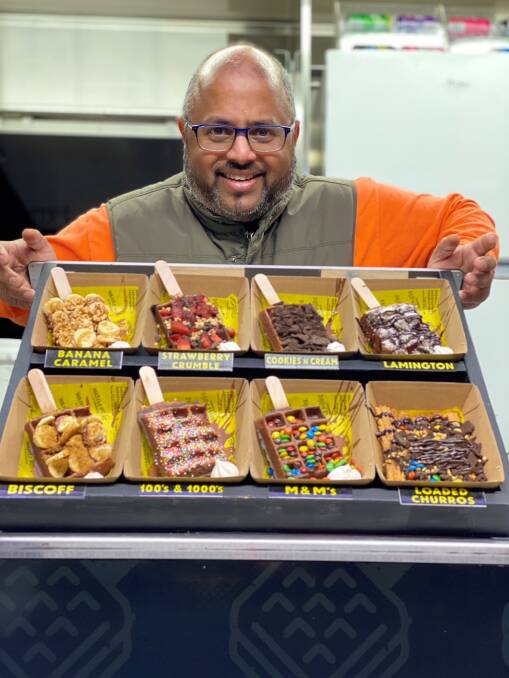 LOOKS GOOD: Deep Shah shows us whats on offer at the Wafflepopz Food Truck this Saturday. Photo supplied.