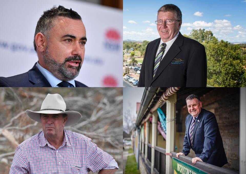 CAUTIOUS CONFIDENCE: Tamworth mayor Col Murray (top right), Walcha mayor Eric Noakes (bottom left) and Uralla mayor Michael Pearce (bottom right) are all pleased the NSW government released a roadmap out of lockdown.
