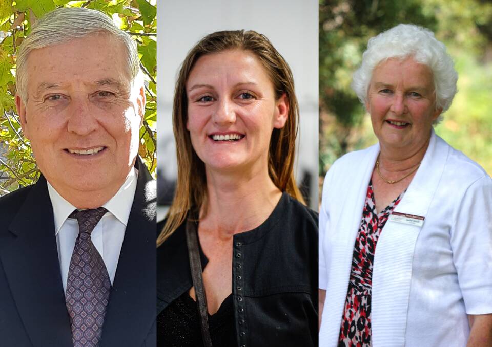 THREE-WAY BATTLE: Robert Bell, Natasha Ledger and Isabel Strutt are all hoping to become Uralla's next mayor.