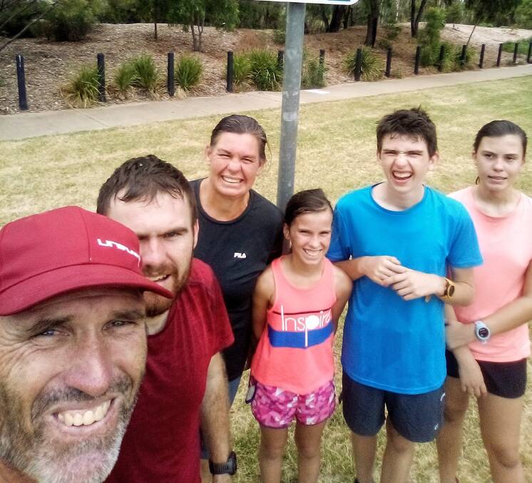 FAMILY FUN: The Edmunds enjoy their family parkruns, with Brandon (second from left) and Max (second from right) leading the way. Photo: supplied.