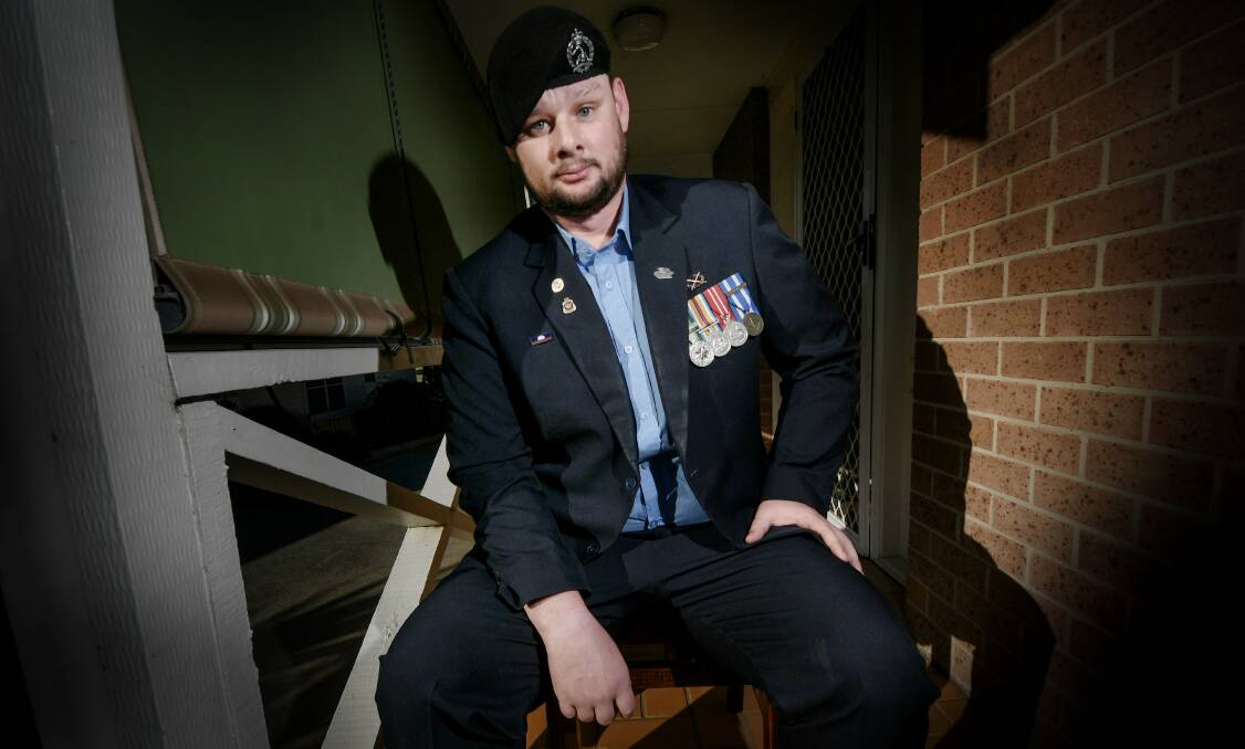 HARD TO WATCH: Afghanistan veteran Alex Sadler-Purkiss said it's important for returned servicemen and women to lean on each other during these times. Photo: 170821GGB04