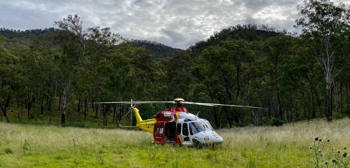 HELP ARRIVES: The Westpac Rescue Helicopter was on hand to help a man who sustained injuries while bushwalking on Wednesday afternoon. Photo: supplied