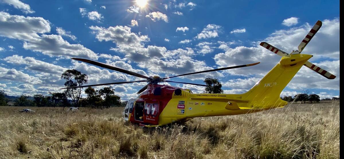 EMERGENCY RESCUE: A man fell off and was then crushed by a horse at a property near Cassilis on Saturday: Photo: supplied.