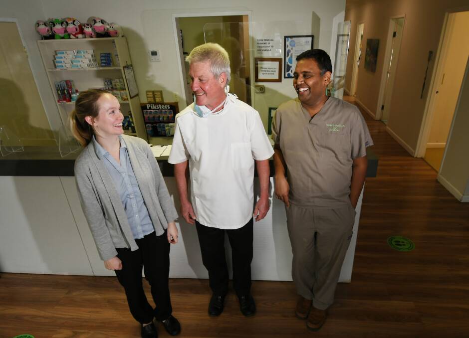 Dr Massey alongside co-workers Sarah Taylor and Dr Raghu Vangala. Photo: Gareth Gardner 240621GGC06