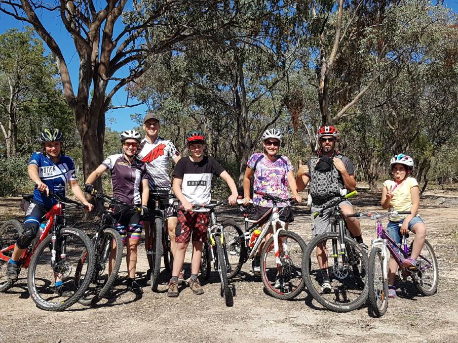 Ready to race: Several local riders have been working hard to prepare the track for the event. Michelle Rees, Jodi Mayled and Brad Newman with Zeek, Georgie, Alwyn and Heidi Miller.
