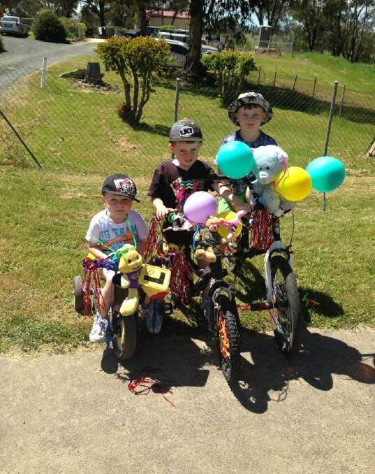 Zander Bradbury, Chase and Asha Bradbury took part in bike decorating during the 2016 fete.