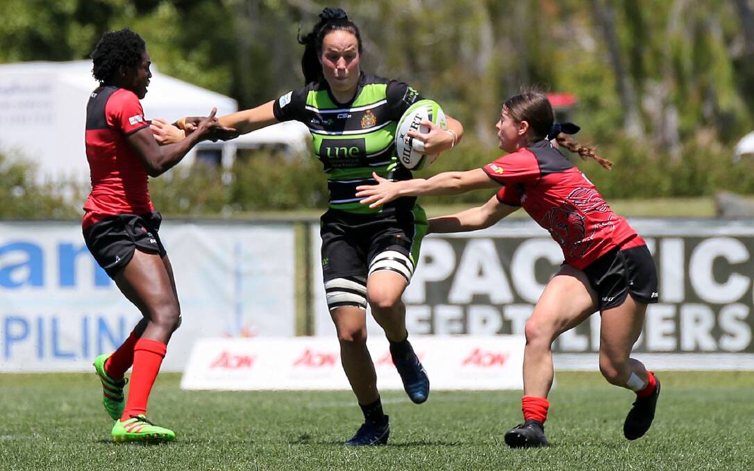 Top performer: Rhiannon Byers made sure she was noticed by selectors in the Aon Uni 7s Series, which wraps up in Adelaide this weekend.