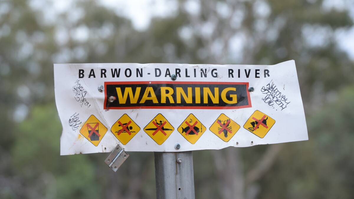 A sign at the Barwon River, Wilcannia, Far West NSW. Photo Rachael Webb.