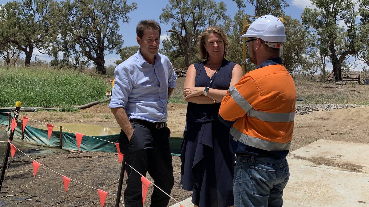 WATER WARS: Tamworth MP Kevin Anderson and Water Minister Melinda Pavey at the Dungowan pipeline construction site. 