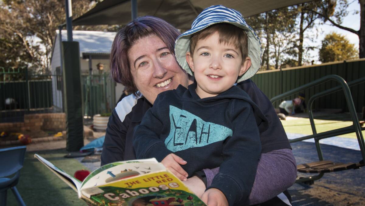 ALL SMILES: Elsie McKenzie and her son Xavier attend Nurture One childcare centre in Tamworth. Photo: Peter Hardin