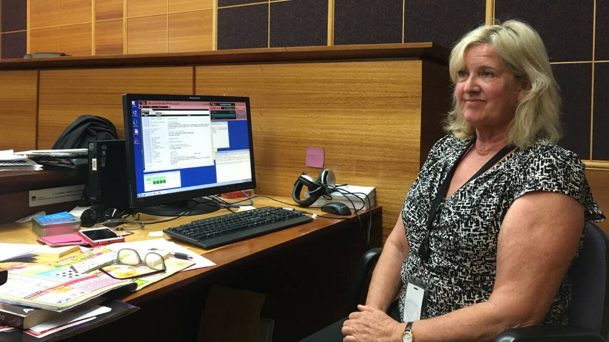 NEW SYSTEM: Remote monitoring was trialled in Tamworth District Court on Monday and Trudie Carr looked over the system.