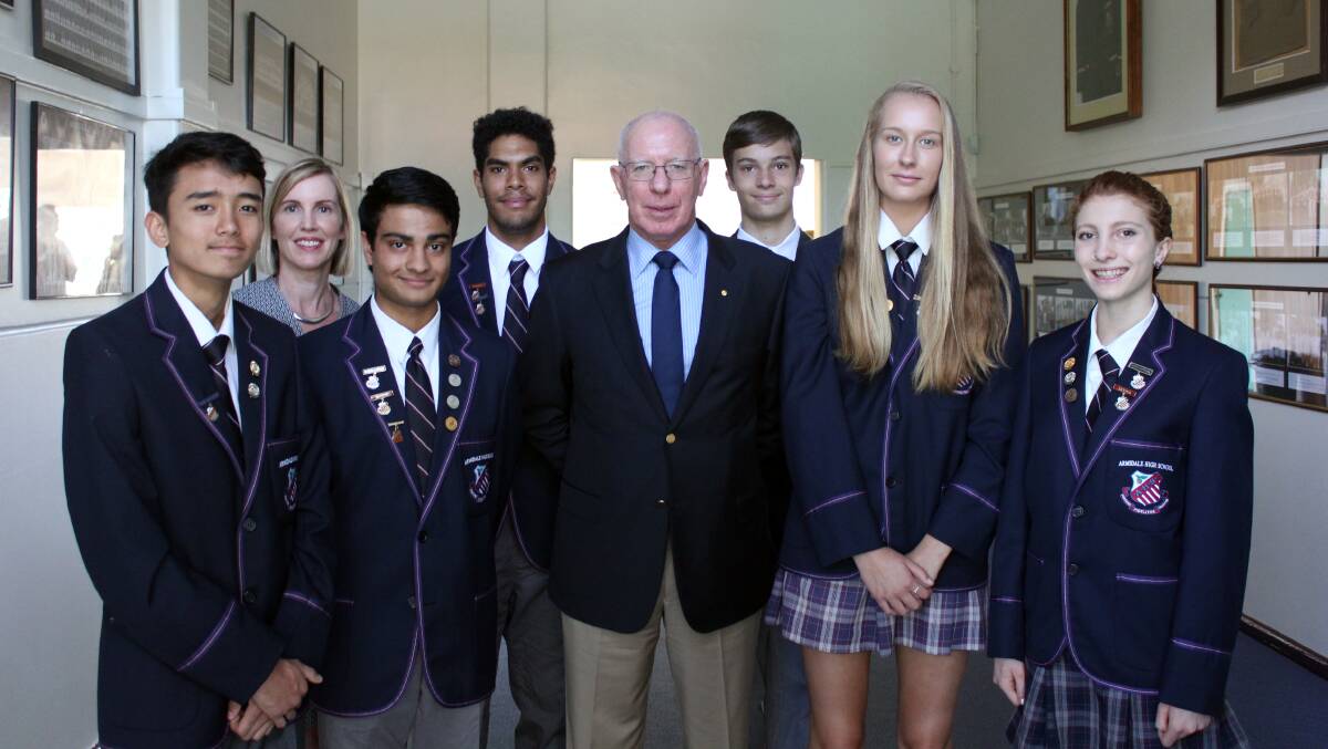 HIGH PROFILE: Armidale High School captains and principal Carolyn Lupton received a visit from the NSW Governor David Hurley on Thursday. 