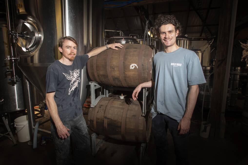 BEST BEER: New England Brewing Co brewers Ben Blinman and Ryan McDonald. Photo: Peter Hardin 021220PHA026