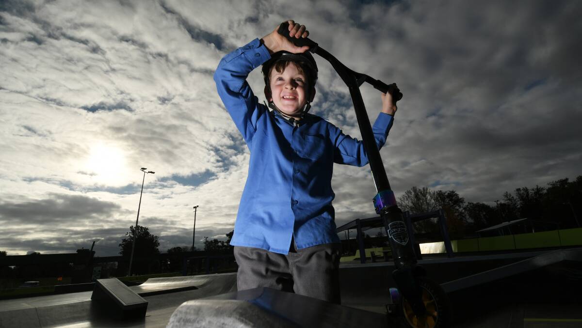 GNARLY: Zac Hazlewood, 7, enjoys the new skate park in Viaduct Park. Photo: Gareth Gardner 260520GGC07