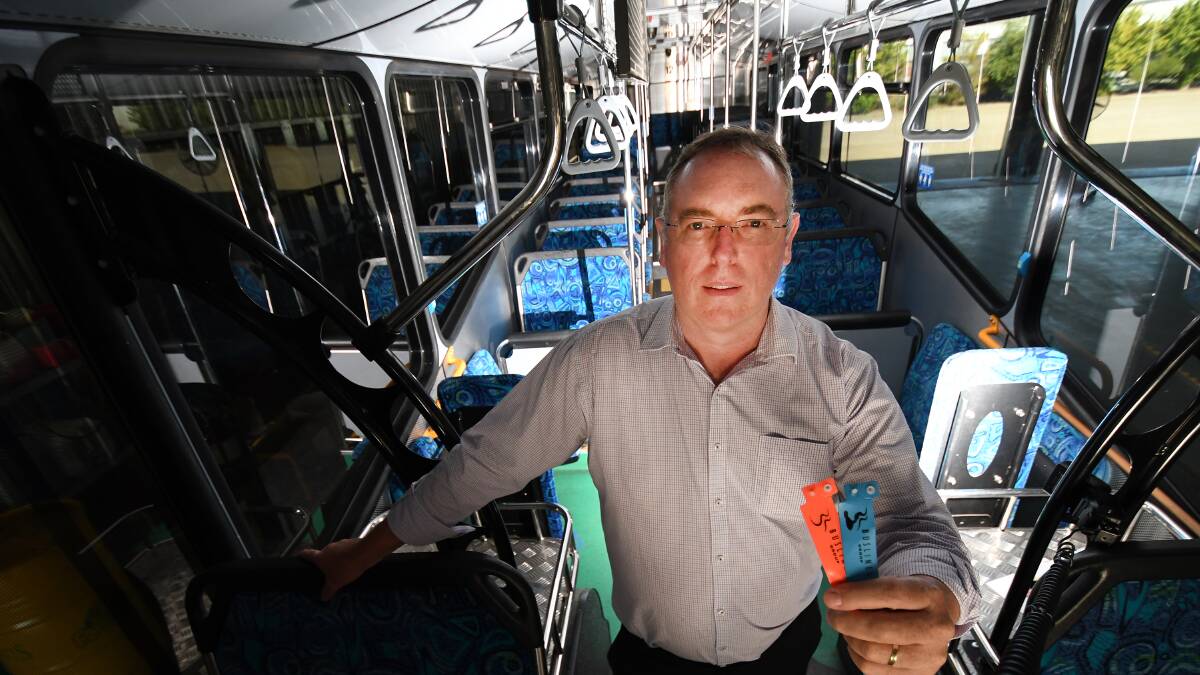 THE WHEELS ON THE BUS: Tamworth Buslines Manager Chris Lanham on the festival express bus.  Photo: Gareth Gardner 15-01-2019