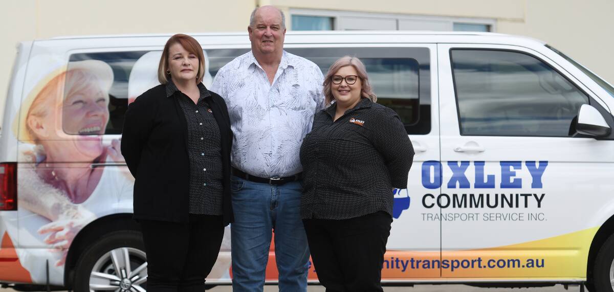 NEW PROJECT: Oxley Community Transport's Sharon Tibbs, Ray Tate and Lashae Adams. Photo: Gareth Gardner 250619GGB02
