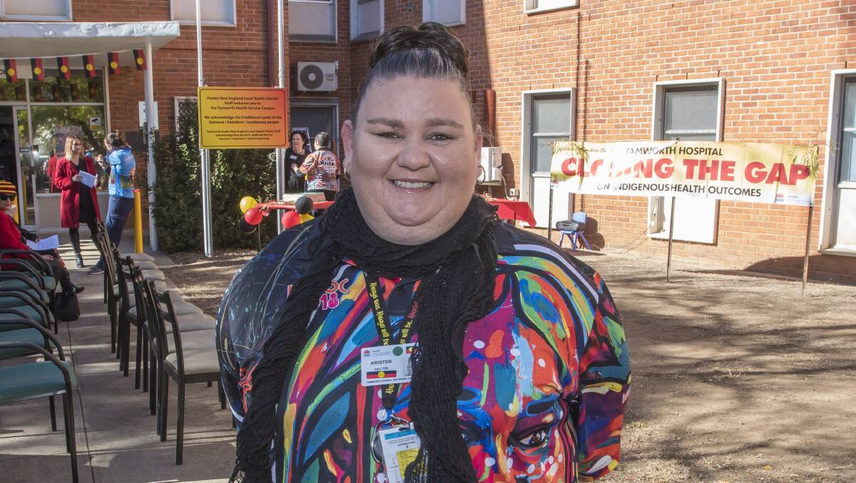 ALL SMILES: Tamworth Hospital Aboriginal liaison officer Kristen Dalton at the NAIDOC Week celebrations on Monday. Photo: Peter Hardin
