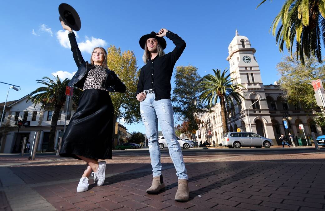 YEE-HAW: Annabelle Stier and Ethan Crosby have their cowboy hats ready for the annual Cowboy Crawl as part of Hats Off to Country. Photo: Gareth Gardner 110619GGC04