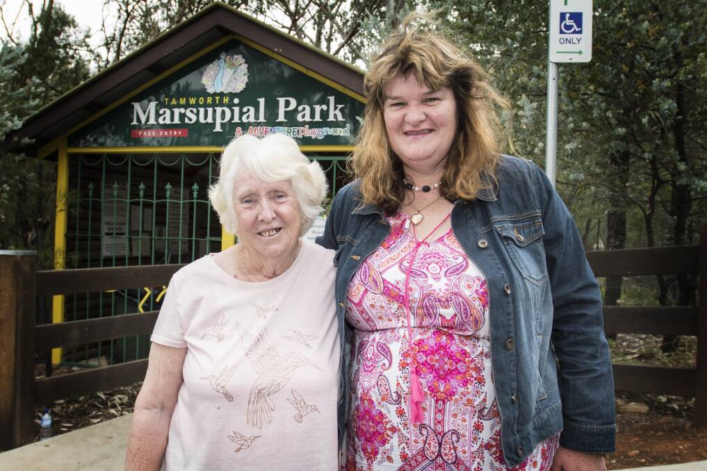 FUNDRAISER: Di Wyatt and Helen Mary Jones at the Tamworth Marsupial Park, where the charity fundraiser for farmers in drought will be held on Sunday. Photo: Peter Hardin
