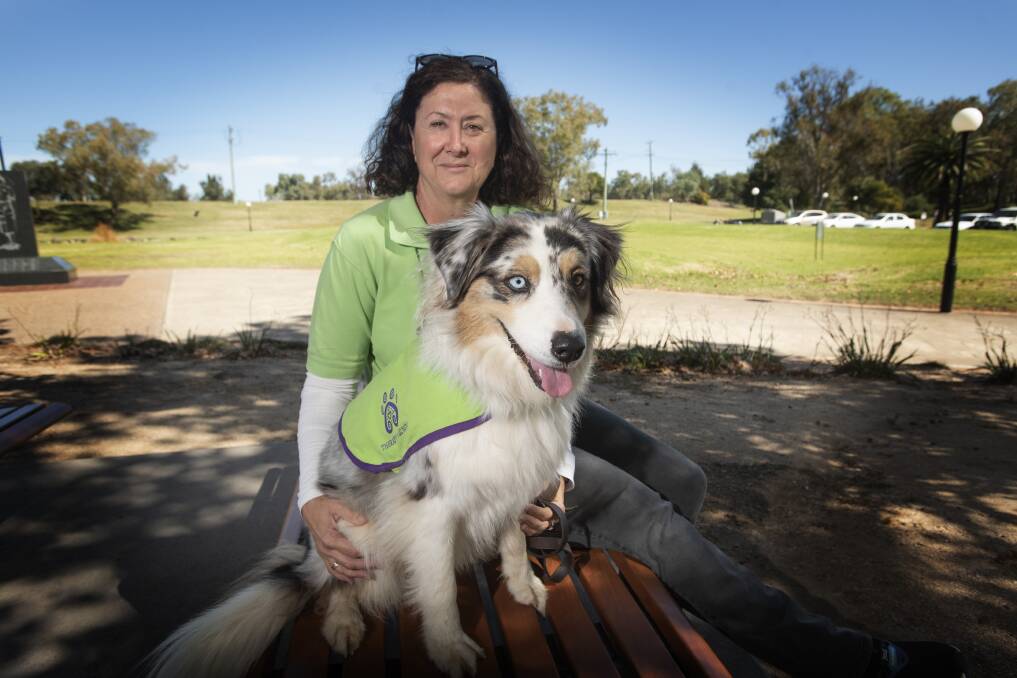 MAN'S BEST FRIEND: Therapy Dogs NSW social worker Karen Clark-Dickson will run classes to help with anxiety with her dog Tilly. Photo: Peter Hardin 240421PHA008