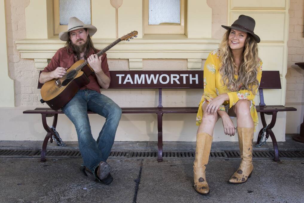 TOUGH LOVE: Adam Eckersley and Brooke McClymont prepare for their only Tamworth show. Photo: Peter Hardin