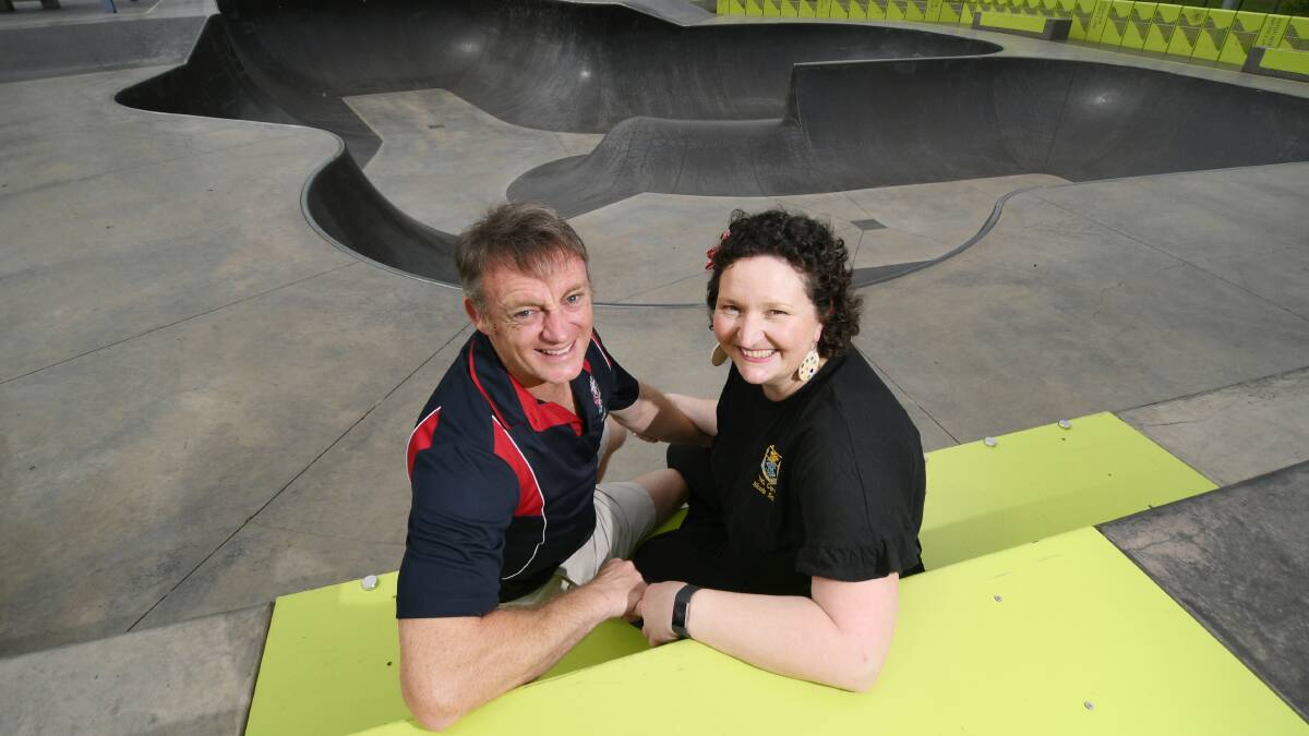 INDEPENDENT: Tamworth Regional Council election candidate Charles Impey and his partner Nicole Schafer at the skate park. Photo: Gareth Gardner