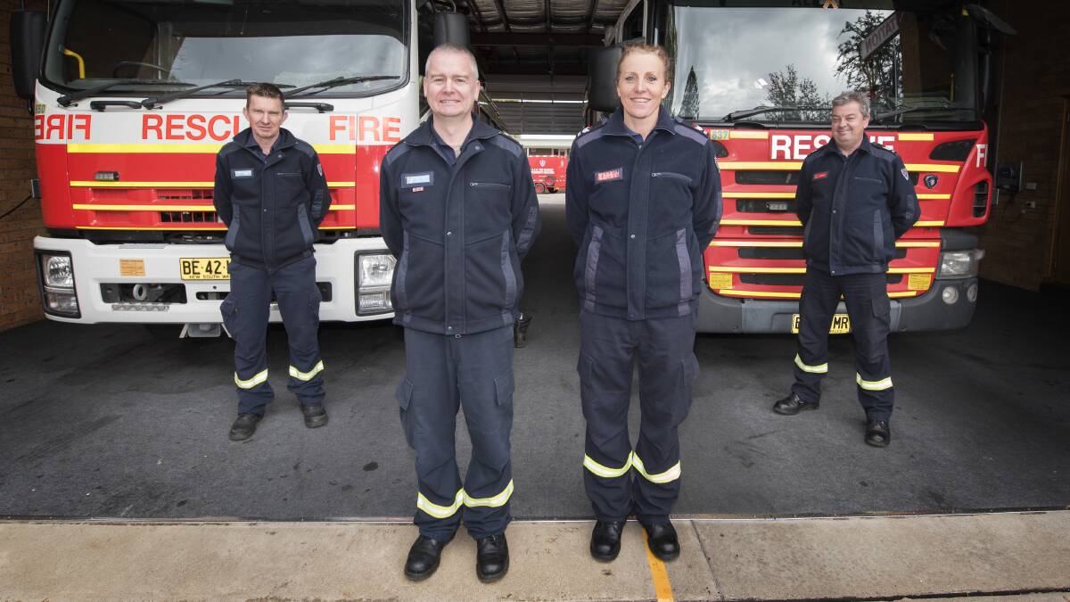 NEW RECRUITS: Tamworth Fire and Rescue NSW firefighters Andrew Noakes, Jonathon Hughes, Narelle Joyce and Andrew Coe. Photo: Peter Hardin 220719PHB014
