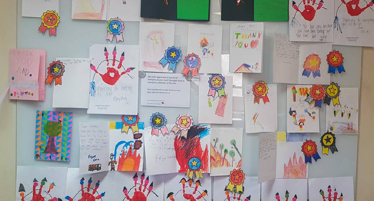 WELL WISHES: Kids from Tamworth and surrounding towns have made thank you notes for the firefighters. Photo: Tamworth RFS