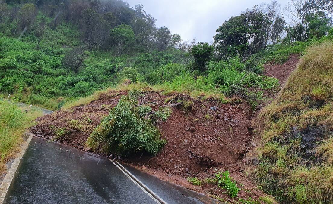 ROAD CLOSED: A landslip on the Oxley Highway. 