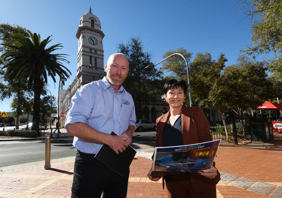 FUTURE PLAN: Tamworth Regional Council strategy and performance executive director Jason Collins and strategy and assets engineer Anna Russell. Photo: Gareth Gardner 030521GGA08