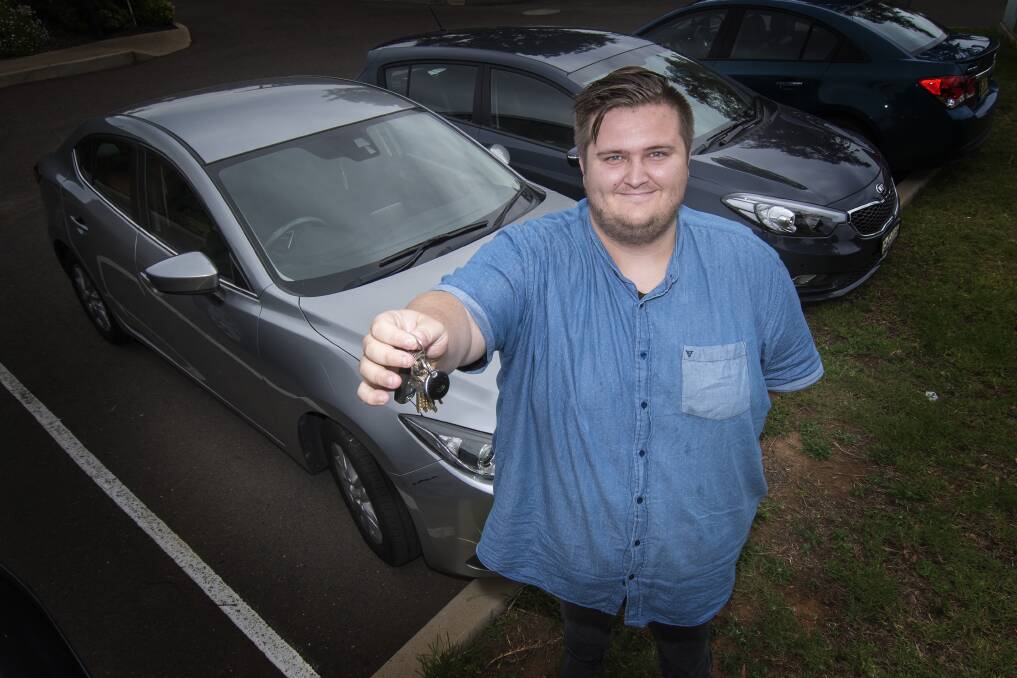 UBER NEW: One of Tamworth's first Uber drivers Ryan Bland is excited to get started with an opportunity to pay for his honeymoon. Photo: Peter Hardin