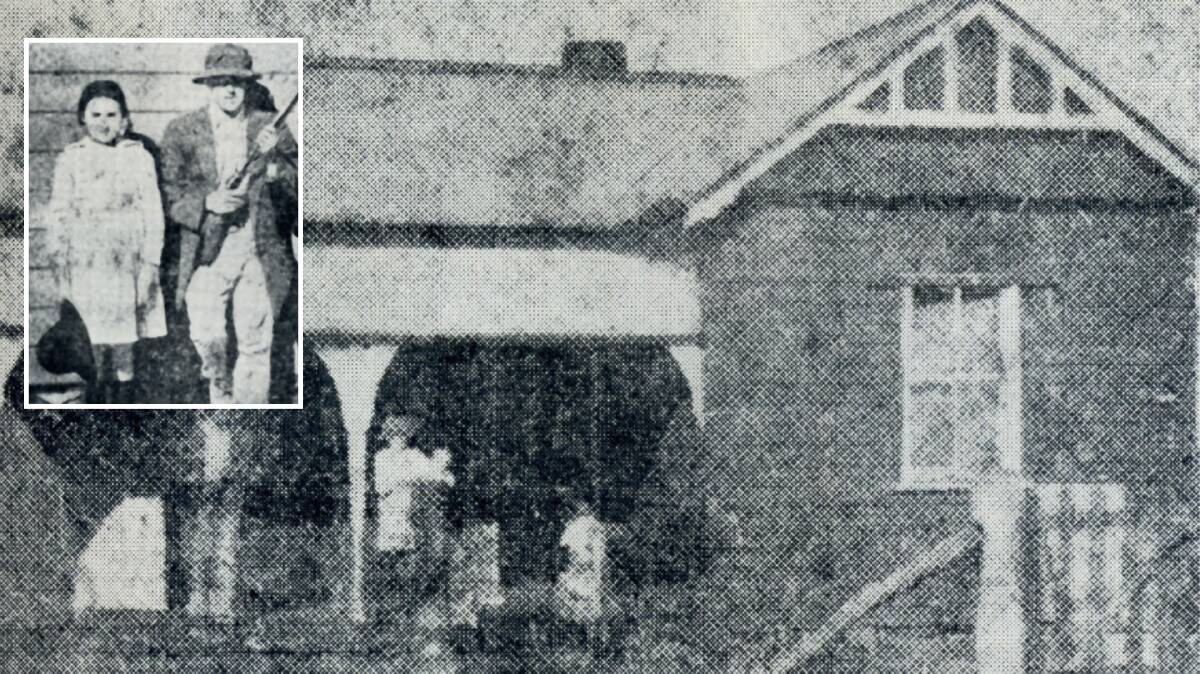 GHOST TALE: Minnie Bowen (top left) and the house that was terrorized by a 'ghost'. Photo: Sunday Times, 1921