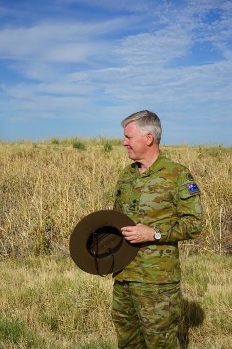 NEW NORMAL: Drought coordinator Major-General Stephen Day at a visit to a property at Mungindi. 