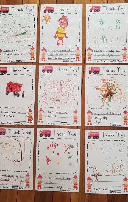 BIG THANKS: Bendemeer Preschool children wrote thank you notes to the firefighters.