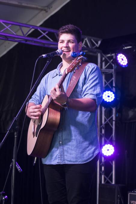 SING IT: Blake O'Connor at his first live performance after being crowned Toyota Star Maker 2019 at Sunday night's concert in the park. Photo: Peter Hardin