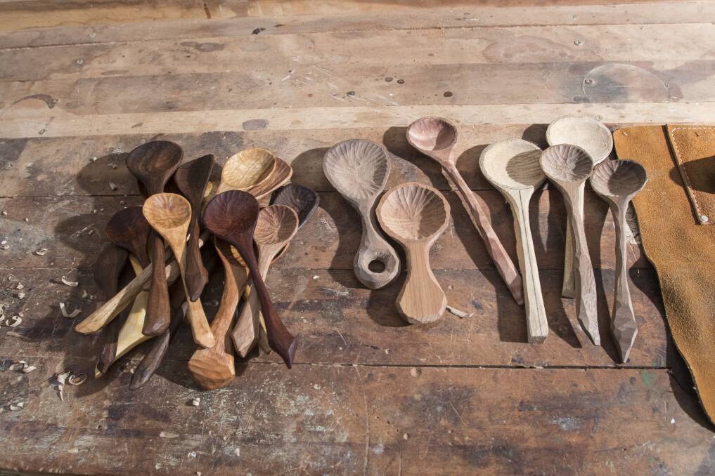 ARTISTIC: Jack Massey individually hand carves each spoon so no two are the same, they're sold at Weswall Gallery. Photo: Peter Hardin