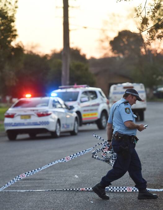 NO BAIL: A police officer at the scene of the alleged stabbing in Coledale in 2016. Aubrey Flick remains in custody charged with grievous bodily harm with intent to cause grievous bodily harm. Photo: Gareth Gardner