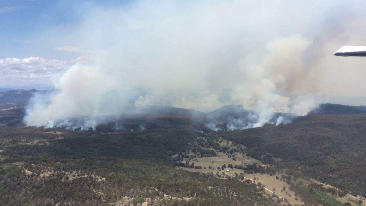 BLAZE: The fire at Halls Creek has doubled in size overnight. Photo: NSW RFS