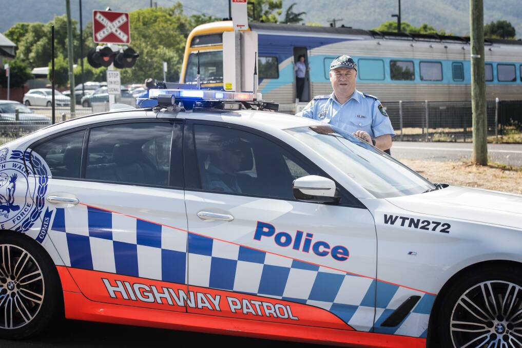 LOOK OUT: Highway Patrol Sergeant Mick Timms announced the campaign that targets rail crossings in Tamworth on Monday. Photo: Peter Hardin