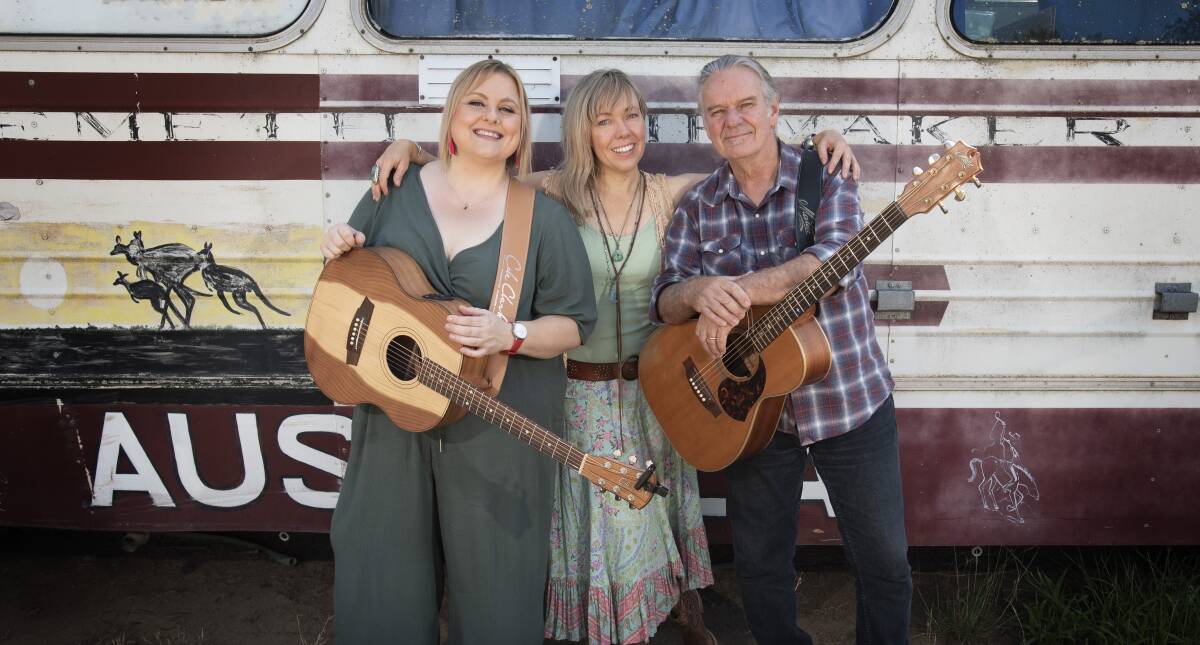 A COMFORTABLE FIT: Lyn Bowtell, Felicity Urquhart and Kevin Bennett in Tamworth for the country music festival. Photo: Peter Hardin 210120PHB023
