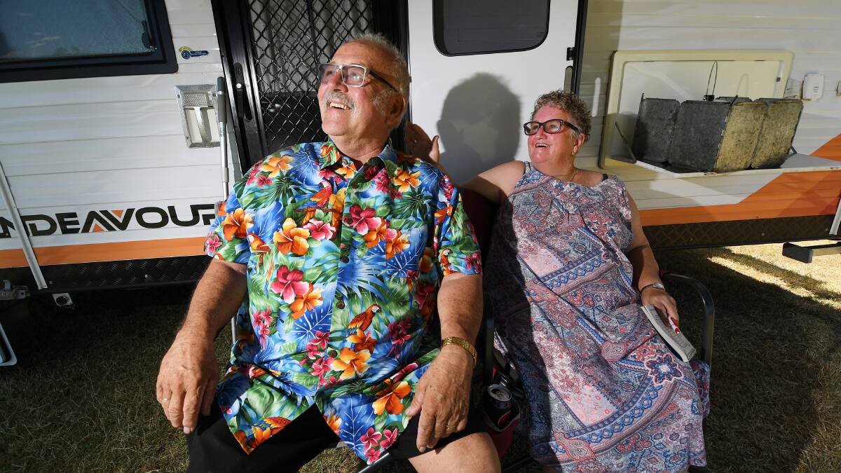 SET UP: Tom and Laureen Thiedeke from Maryborough, Queensland, have parked by the river ahead of Toyota Country Music Festival 2019. Photo: Gareth Gardner 030119GGD04