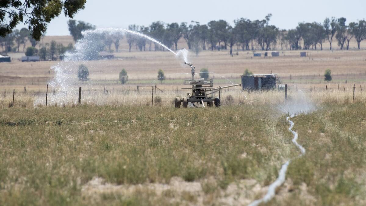 UNDER THE PUMP: An irrigation machine on David Gowing's property. Photo: Peter Hardin