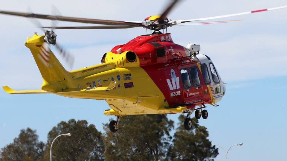 AIRLIFTED: A motorbike rider in an Inverell crash has been airlifted to John Hunter Hospital in Newcastle. Photo: WRHS