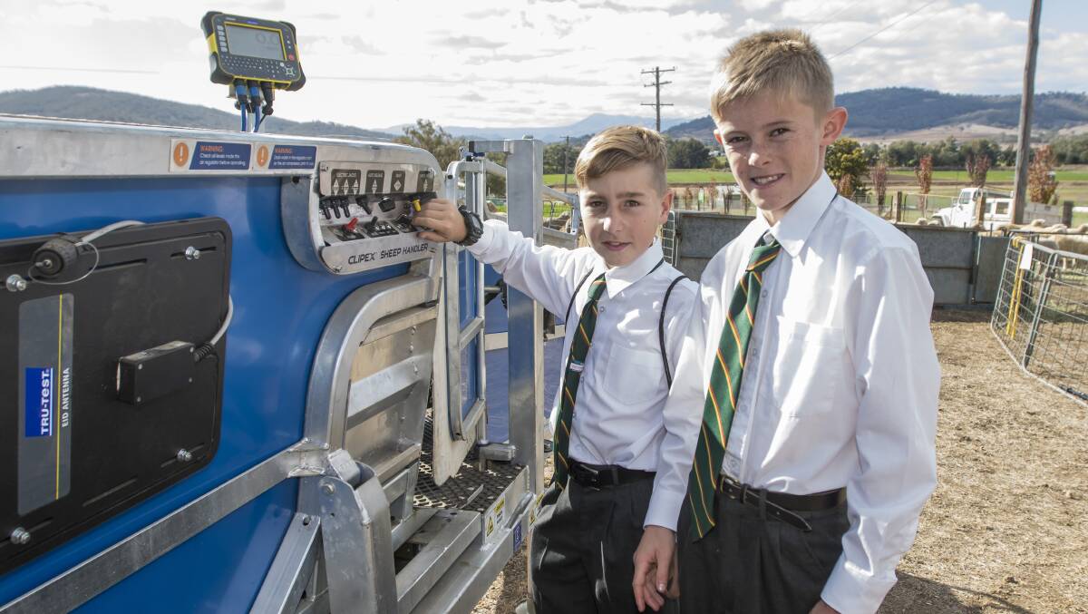 CAREERS: Sam Rosewell and Coben Battle check out some new technologies at the Farrer Memorial Agricultural High School careers expo. Photo: Peter Hardin
