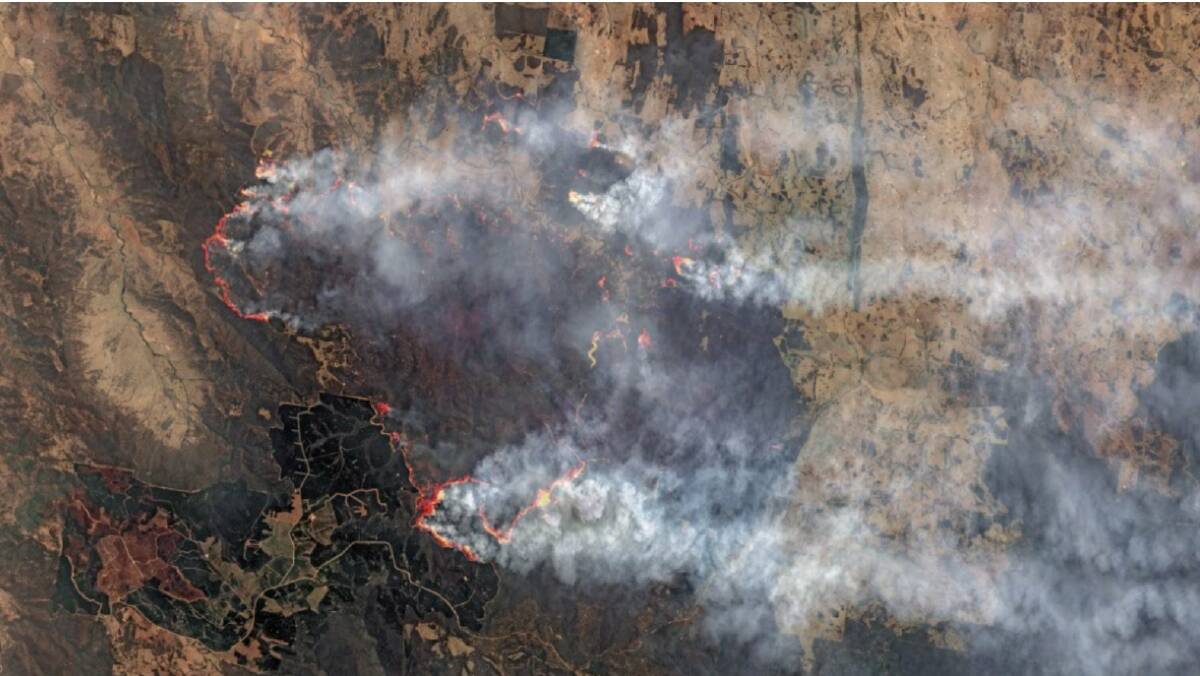 BLAZES: The Pearson's Trail Complex blaze as seen from space. Photo: Pierre Markuse, Sentinel 2