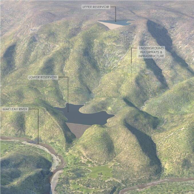 WATER POWER: An artist's impression of the proposed Oven Mountain project. Photo: Supplied